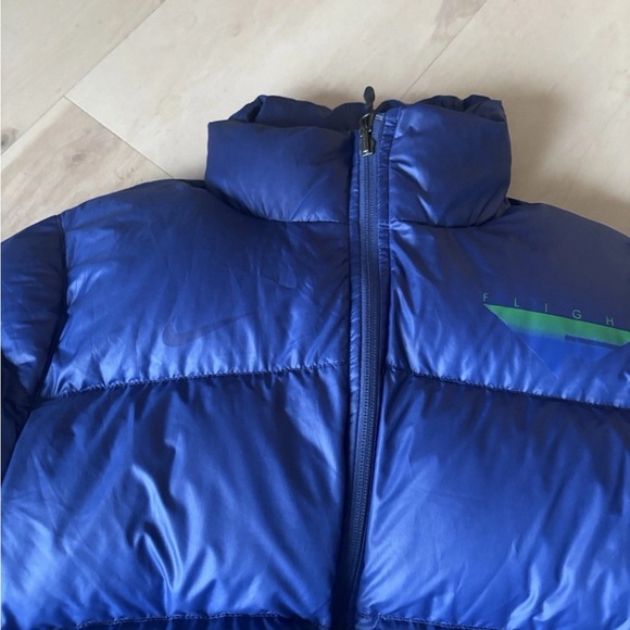 nike sportswear flight puffer mens medium royal blue green reversible coat - Picture 2 of 11